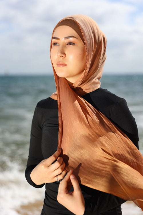 Amber Glow Silk Hijab